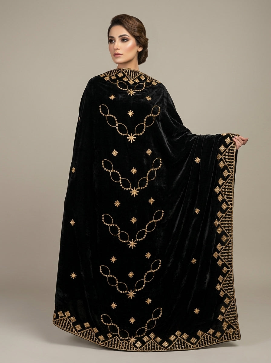 Premium Embroidered Velvet Shawl for Women – Winter Collection