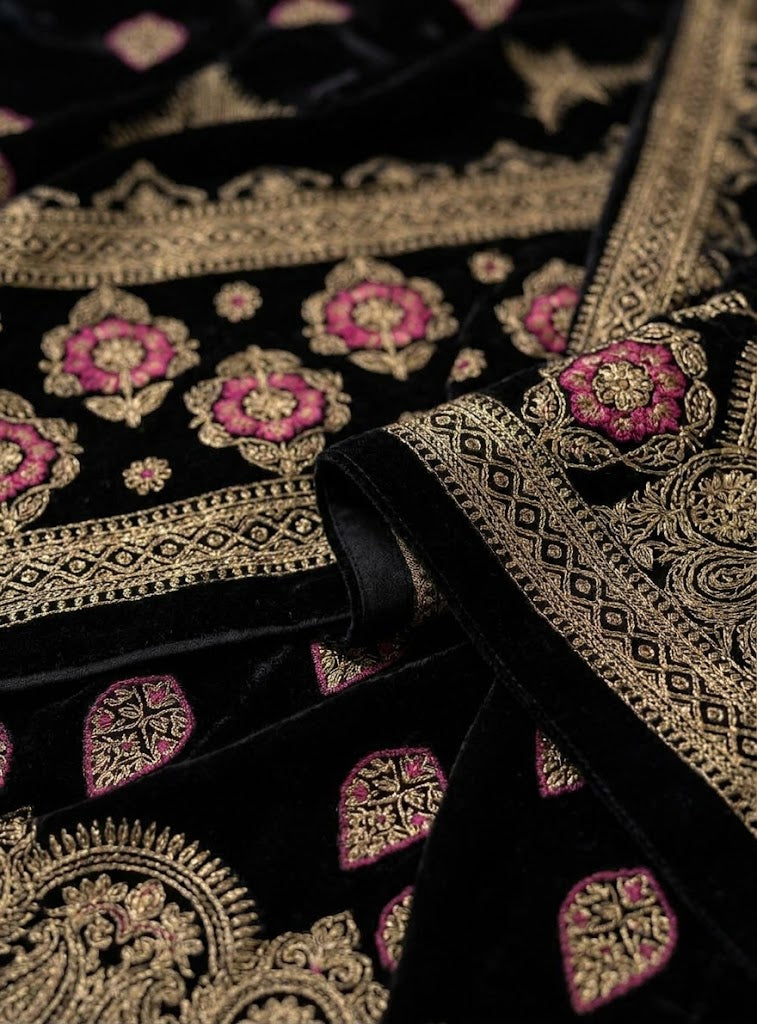 Embroidered Velvet Shawl