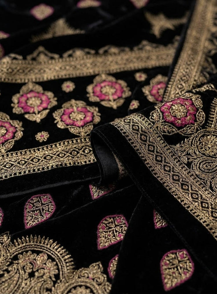 Embroidered Velvet Shawl