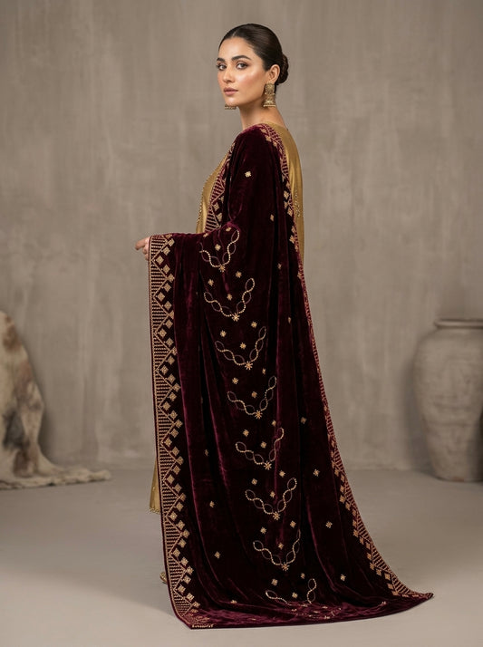 Premium Embroidered Velvet Shawl for Women – Winter Collection