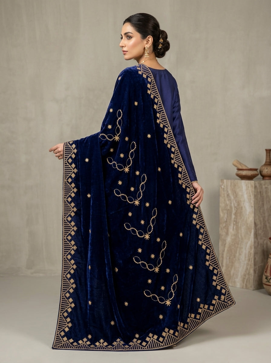 Premium Embroidered Velvet Shawl for Women – Winter Collection